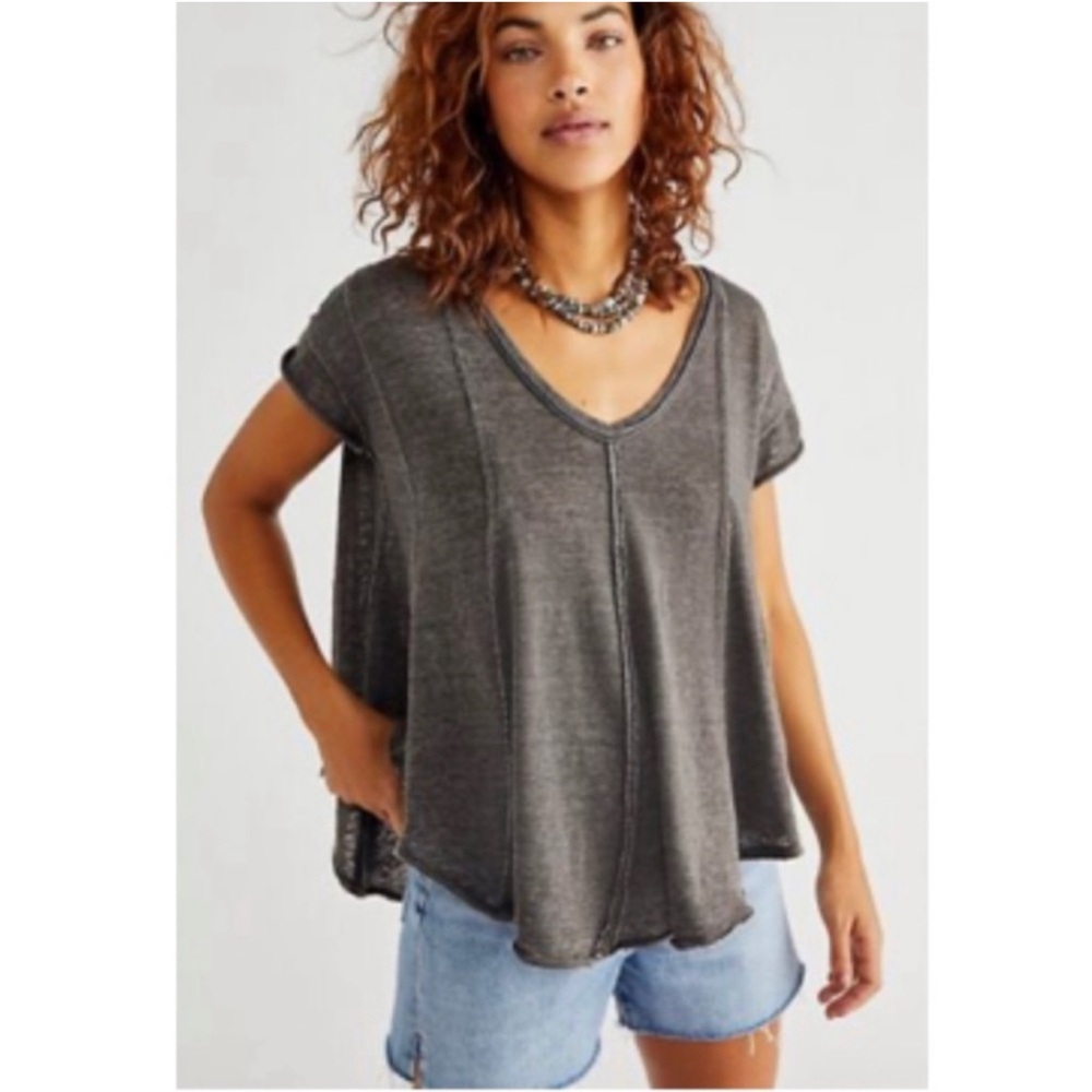 NWT Free People Gray V-Neck Women Top